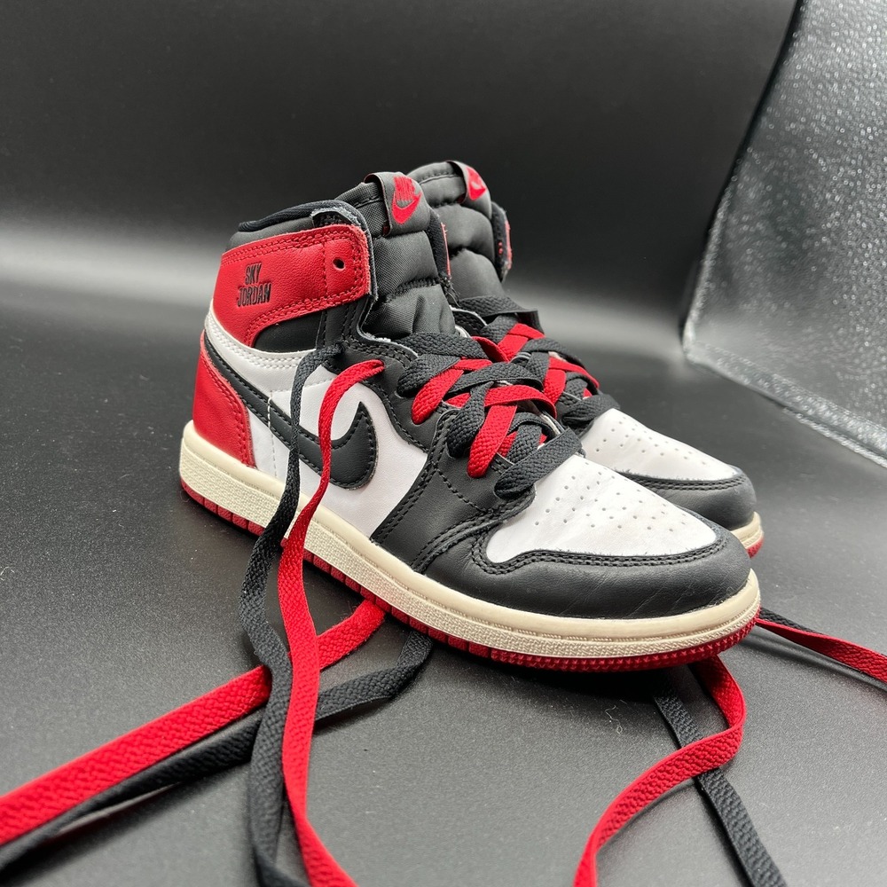 Nike Air Jordan 1 Retro High OG PS FD1412-106 Boy 13 Sneaker White Black Shoes